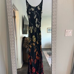 Anthropologie Black and Multicolor Asymmetrical Dress